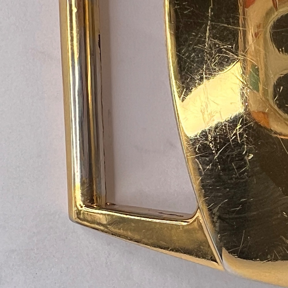 Vintage Great Western GW Monogram Shield Belt Buckle Gold Tone Metal Rectangle - Picture 5 of 5